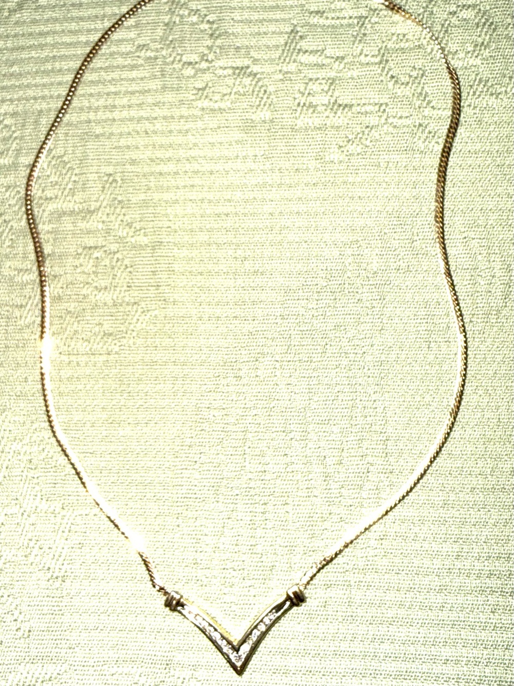 14Kt Gold  Italy Herringbone .5 CT Total weight Diamond Necklace